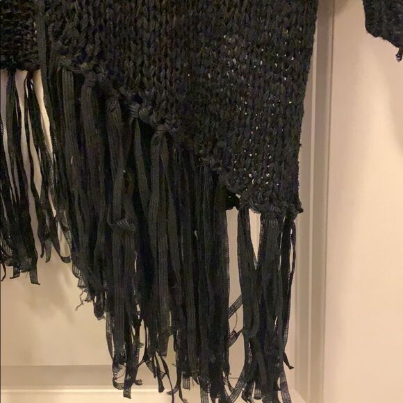 Bajee Collection Black Fringe Cardigan - S/M - Picture 4 of 5